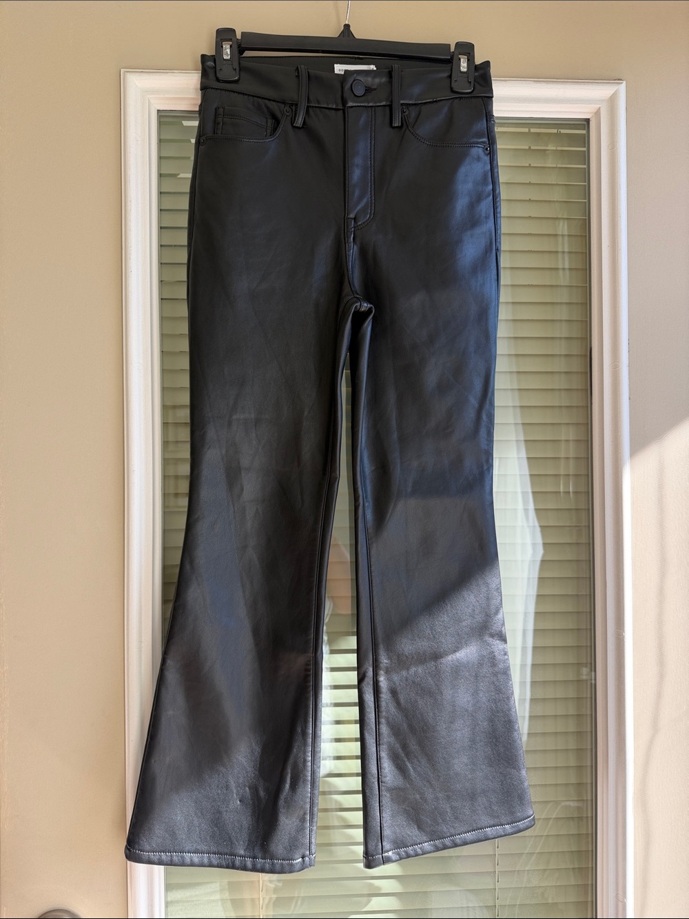 Good American 0/25 Faux Leather Flared Jeans